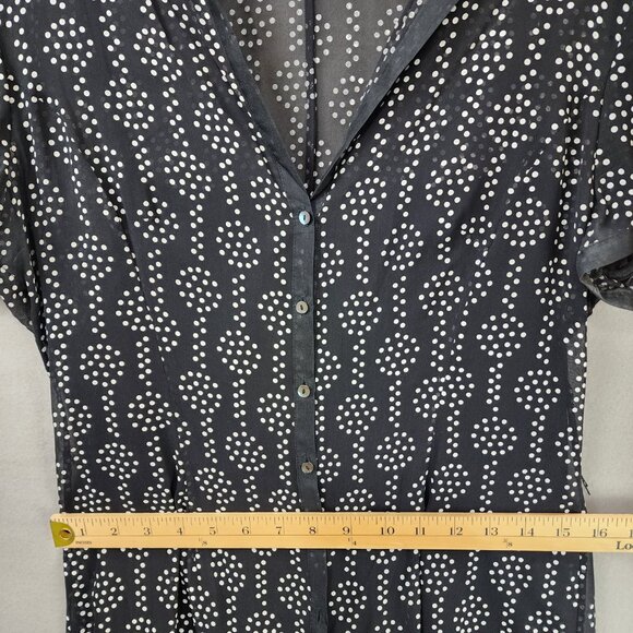 Kay Unger Sheer Midi Dress Black with White Dots V-Neck 100% Silk - Picture 5 of 9
